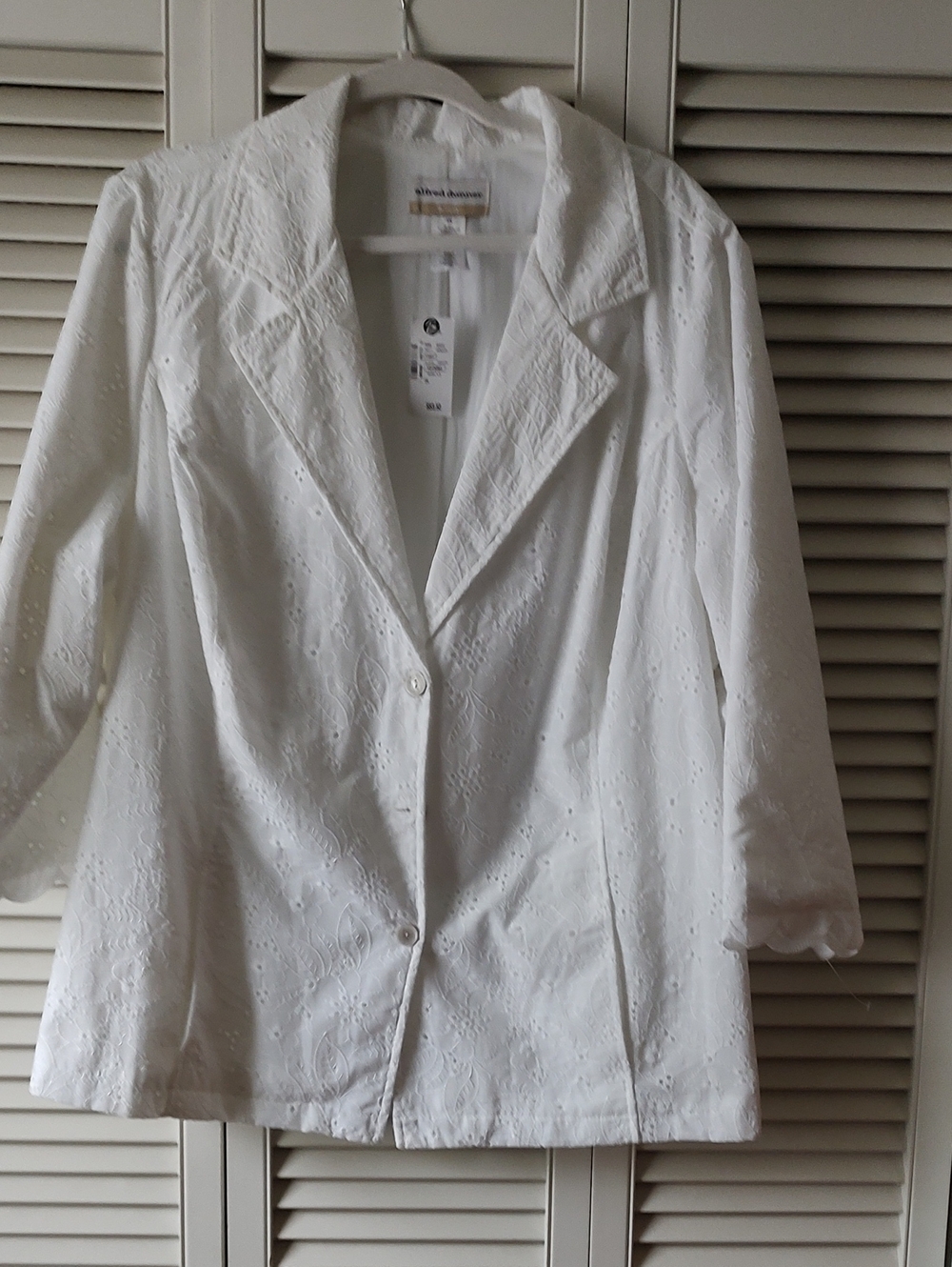 Alfred Dunner White Eyelet Notch-Lapel Blazer